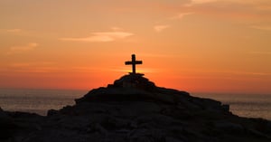 A Cross perched on the Cliffs of Malin Head, Co. Donegal, Ireland.