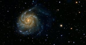 A grand-design spiral galaxy that's estimated to be approximately 21 million light years away and 170,000 light years across, compared to the Milky Way's 250,000 light year diameter.