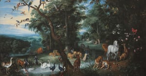 The Garden of Eden (place of original sin), by Izaak van Oosten.