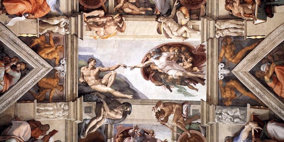 The ceiling of the Sistine Chapel. 