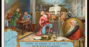 Trade card for Extrait de Viande de la Cie Liebig [Liebig Meat Extract Company] with St. Albert the Great.