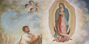 A painting of St. Juan Diego and the Blessed Virgin.