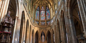 The inside of St. Vitus Cathedral in Prague, Czech Republic.