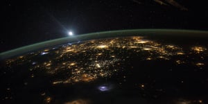 NASA astronaut Scott Kelly took this photograph of a moonrise over the western United States.