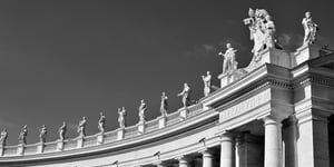 Grayscale picture of the Vatican.