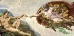 The Creation of Adam (cropped), by Michelangelo