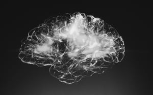 Black and white, swirly brain.