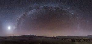 milky way above a mountainous horizon