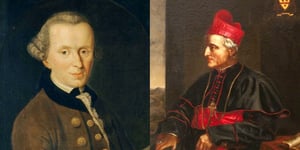 Duo portrait of Immanuel Kant and John Henry Newman.